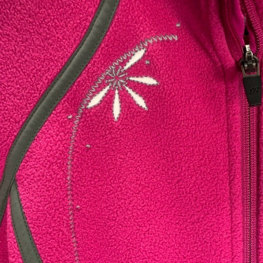 Eddie Bauer Jacket Womens Large Pink Fleece Full Zip Pockets Floral Embroidery - Picture 4 of 11